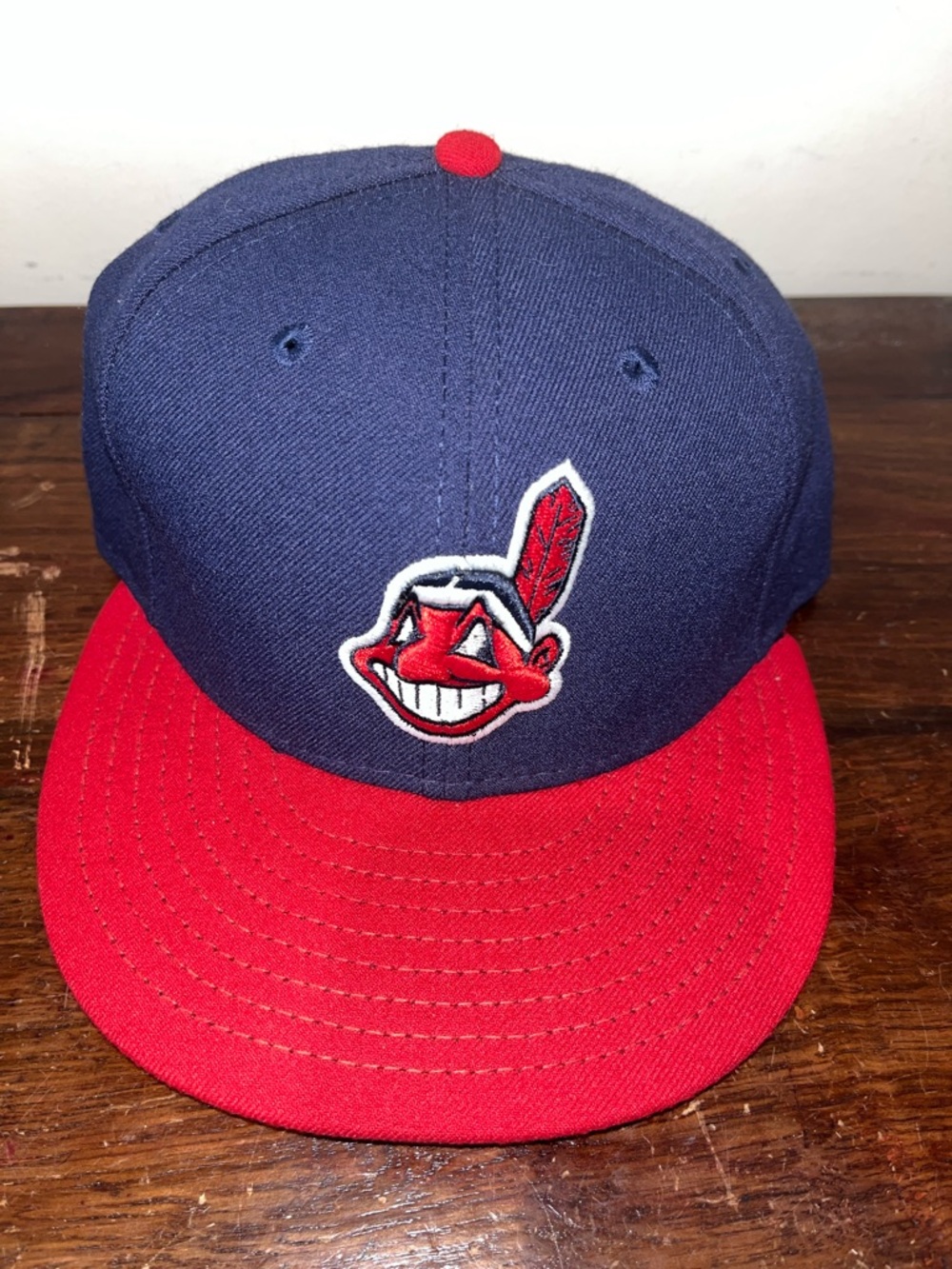 New Era MLB Cleveland Indians Chief Wahoo Baseball Cap Hat Fitted 7 2 tone